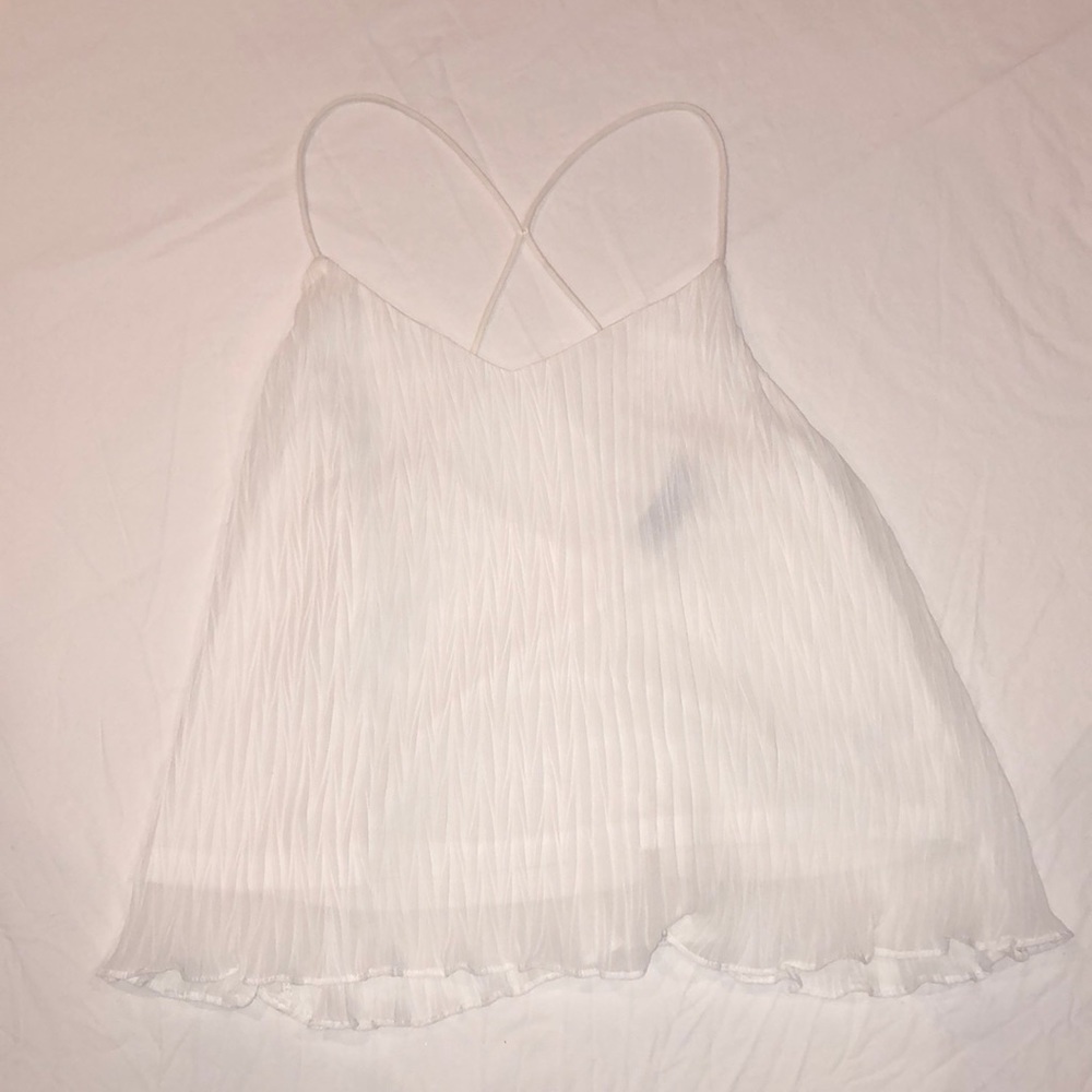Ruffled and pleated simple white tank top!